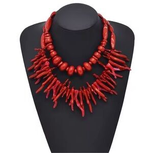 Red Coral Statement Necklace